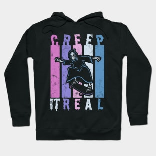 Creep It Real Spooky Halloween Skeleton Skateboarding Skater Hoodie